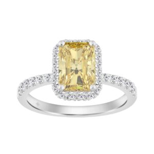 14K WHITE GOLD 2 3/4CT ROUND/YELLOW RADIANT DIAMOND LADIES RING (CENTER STONE YELLOW RADIANT DIAMOND 2CT)