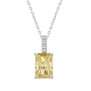 14K WHITE GOLD 2.00CT ROUND/YELLOW RADIANT DIAMOND LADIES PENDANT WITH CHAIN