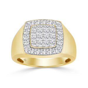 10K YELLOW GOLD 1.00CT ROUND DIAMOND MEN'S RING
