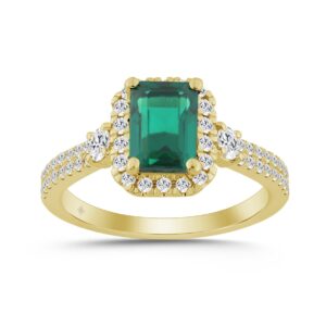14K YELLOW GOLD 2 1/2CT ROUND/GREEN EMERALD DIAMOND LADIES RING (CENTER STONE GREEN EMERALD DIAMOND 2CT)