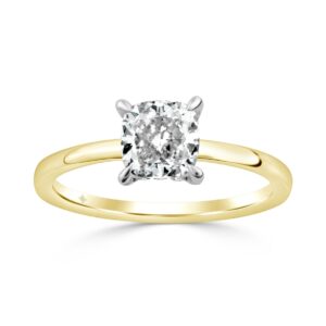 14K YELLOW GOLD 2.00CT ROUND/CUSHION DIAMOND LADIES RING (CENTER STONE CUSHION DIAMOND 2CT)