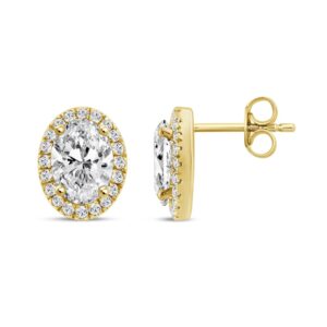 14K YELLOW GOLD 2 1/4CT ROUND/OVAL DIAMOND LADIES EARRINGS