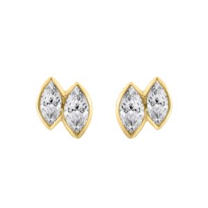 Elegant ColleCTions Toi Et Moi Ladies Earring 10K Yellow Gold 3/4CT Marquise Lab Grown Diamond (Color F-G -Clarity VS1/VS2)
