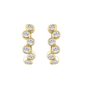 Elegant Ladies 10K Yellow Gold 3/4CT Round Lab Grown Diamond Fancy Hoop Earrings  (Color F-G -Clarity VS1/VS2)