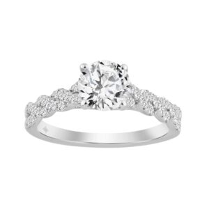14K WHITE GOLD 1 1/3CT ROUND DIAMOND LADIES BRIDAL RING (CENTER STONE ROUND DIAMOND 1CT)
