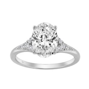 14K WHITE GOLD 2 1/4CT ROUND/OVAL DIAMOND LADIES BRIDAL RING (CENTER STONE OVAL DIAMOND 2CT)