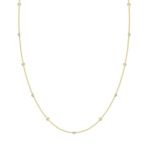Luxury Round/Pearl Diamond Necklace 10K Yellow Gold 1/3CT Elegant Ladies Jewelry (Color F-G -Clarity VS1/VS2)