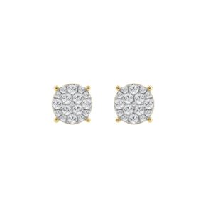 10K Yellow Gold Ladies Stud Earrings 1/2CT Round Brilliant Cut Diamond (Color F-G -Clarity VS2)