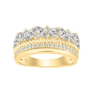 14K Yellow Gold Ladies Fashion Ring with 1.00 CT Round & Marquise Diamonds