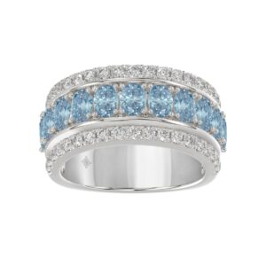 14K WHITE GOLD 2 1/4CT ROUND/OVAL DIAMOND LADIES BAND (CENTER STONE OVAL BLUE SAPPHIRE DIAMOND 1 5/8CT)
