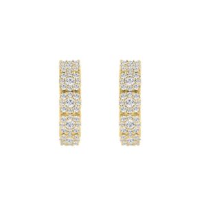 14K YELLOW GOLD 2.00CT ROUND DIAMOND LADIES HOOP EARRINGS