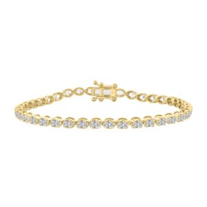Fancy Oval Shape Diamond Ladies Tennis Bracelet in 14K Yellow Gold 4CT (Color F-G -Clarity VS1/VS2)