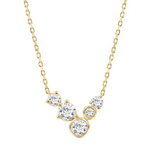 Elegant 1/2CT Round Diamond for Women Yellow Gold 10K Pendant with Chain (Color F-G Clarity VS1/VS2)