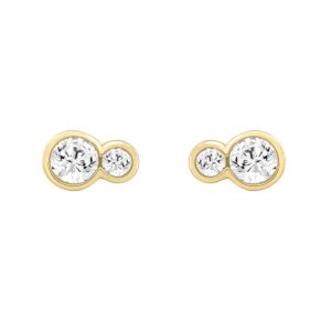 1/2CT Yellow Gold 10K Collection Toi et Moi & Two-Stone Round Diamond Earring for Women (Color F-G -Clarity VS1/VS2)