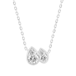 Elegance 3/4CT White Gold 10K Pear Diamond Ladies Necklace for Women (Color F-G -Clarity VS1/VS2)