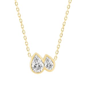 Elegance 3/4CT Yellow Gold 10K Pear Diamond Ladies Necklace for Women (Color F-G -Clarity VS1/VS2)